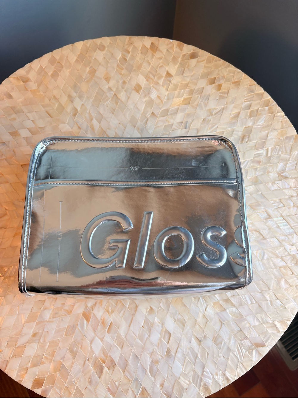 Glossier Metallic Silver Cosmetic Pouch